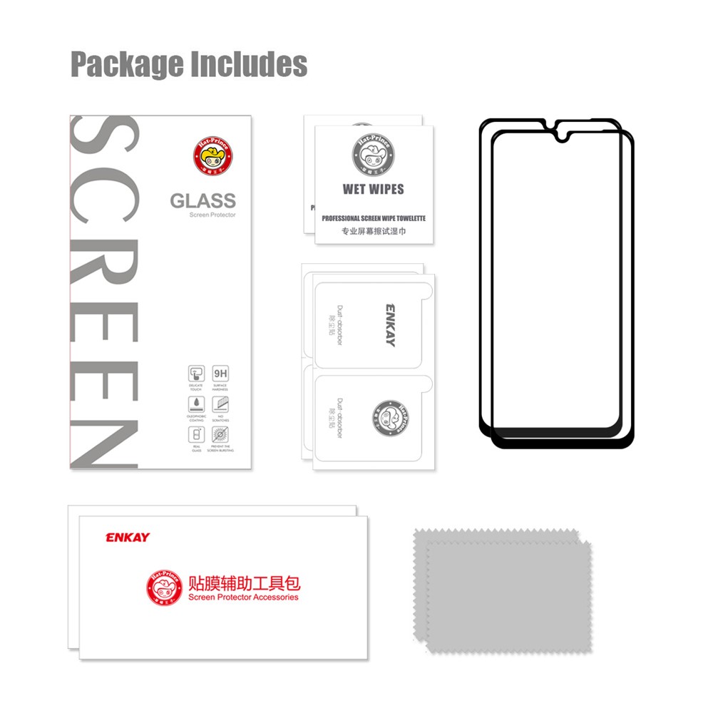 HAT PRINCE 2Pcs/Set Explosion-proof Anti-fingerprint HD Clear Full Glue 0.26mm 2.5D Arc Edge 9H Tempered Glass Screen Protector for Samsung Galaxy A13 5G-9