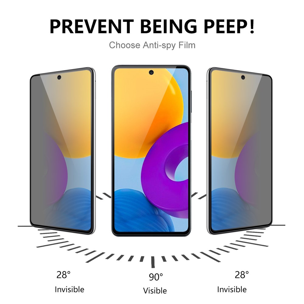 ENKAY HAT PRINCE 2pcs/pacchetto Per Samsung Galaxy A52 4g/5g/a52s 5G Ultra-clear 9h Privacy Protezione Privacy Protezione a 28 Gradi Film a Schermo di Vetro a Colla Temperatura Completa