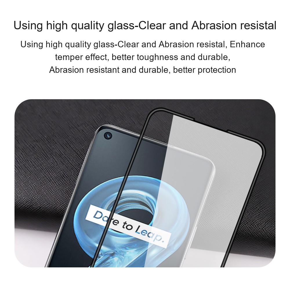 AMORUS 2Pcs/Pack Ultra Clear Double Defense Tempered Glass Film for Realme 9i, Silk Printing HD Clear Full Glue Full Screen Protector - Black-5