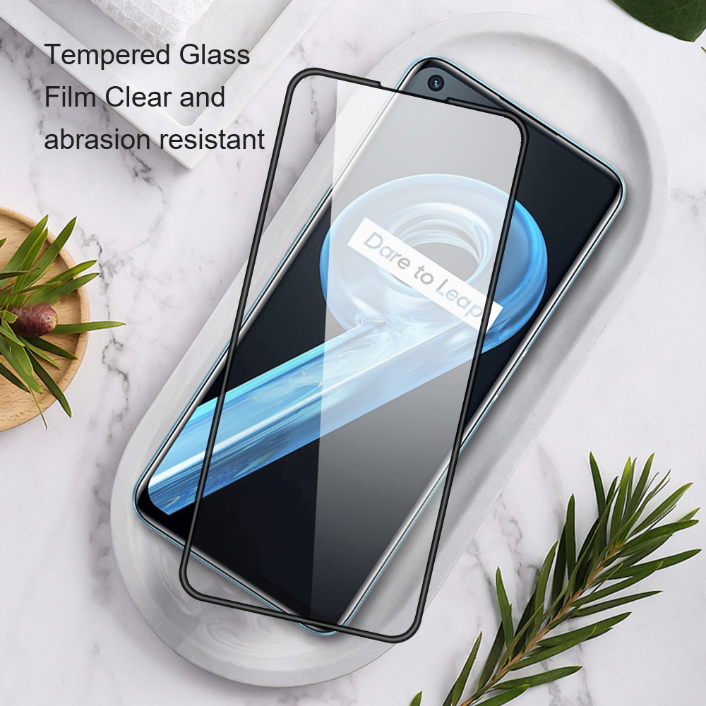AMORUS 2Pcs/Pack Ultra Clear Double Defense Tempered Glass Film for Realme 9i, Silk Printing HD Clear Full Glue Full Screen Protector - Black-6