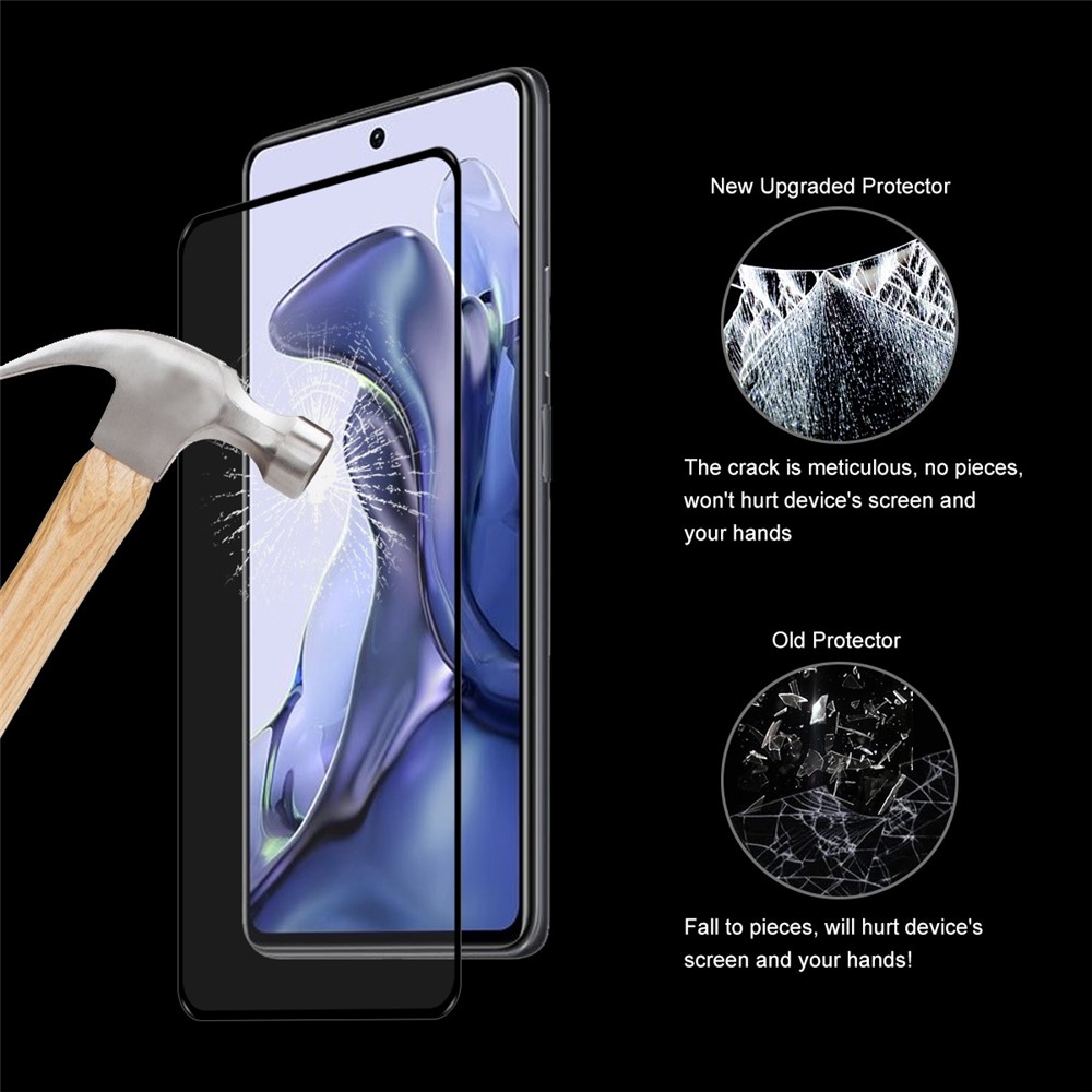 ENKAY 2Pcs/Pack Screen Film for Xiaomi Redmi 11T, 0.26mm 2.5D Arc Edge 9H Anti-scratch Full Covering Full Glue Auto Absorption Tempered Glass Screen Film-6