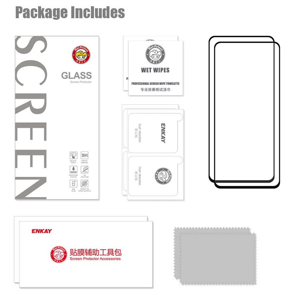 ENKAY 2Pcs/Pack Screen Film for Xiaomi Redmi 11T, 0.26mm 2.5D Arc Edge 9H Anti-scratch Full Covering Full Glue Auto Absorption Tempered Glass Screen Film-8