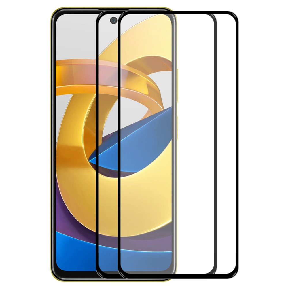 HAT PRINCE 2Pcs/Pack Tempered Glass Screen Film for Xiaomi Poco M4 Pro 5G, Anti-scratch 0.26mm 2.5D Arc Edge 9H Full Coverage Full Glue Screen Protector-1