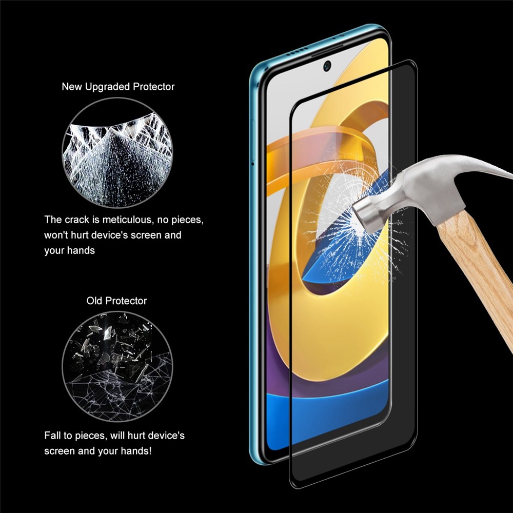 HAT PRINCE 2Pcs/Pack Tempered Glass Screen Film for Xiaomi Poco M4 Pro 5G, Anti-scratch 0.26mm 2.5D Arc Edge 9H Full Coverage Full Glue Screen Protector-6