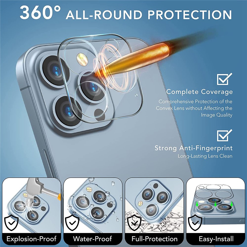 For iPhone 13 Pro 6.1 inch/13 Pro Max 6.7 inch 50Pcs/Pack HD Anti-scratch Camera Lens Protector High Aluminium-silicon Glass Film-2
