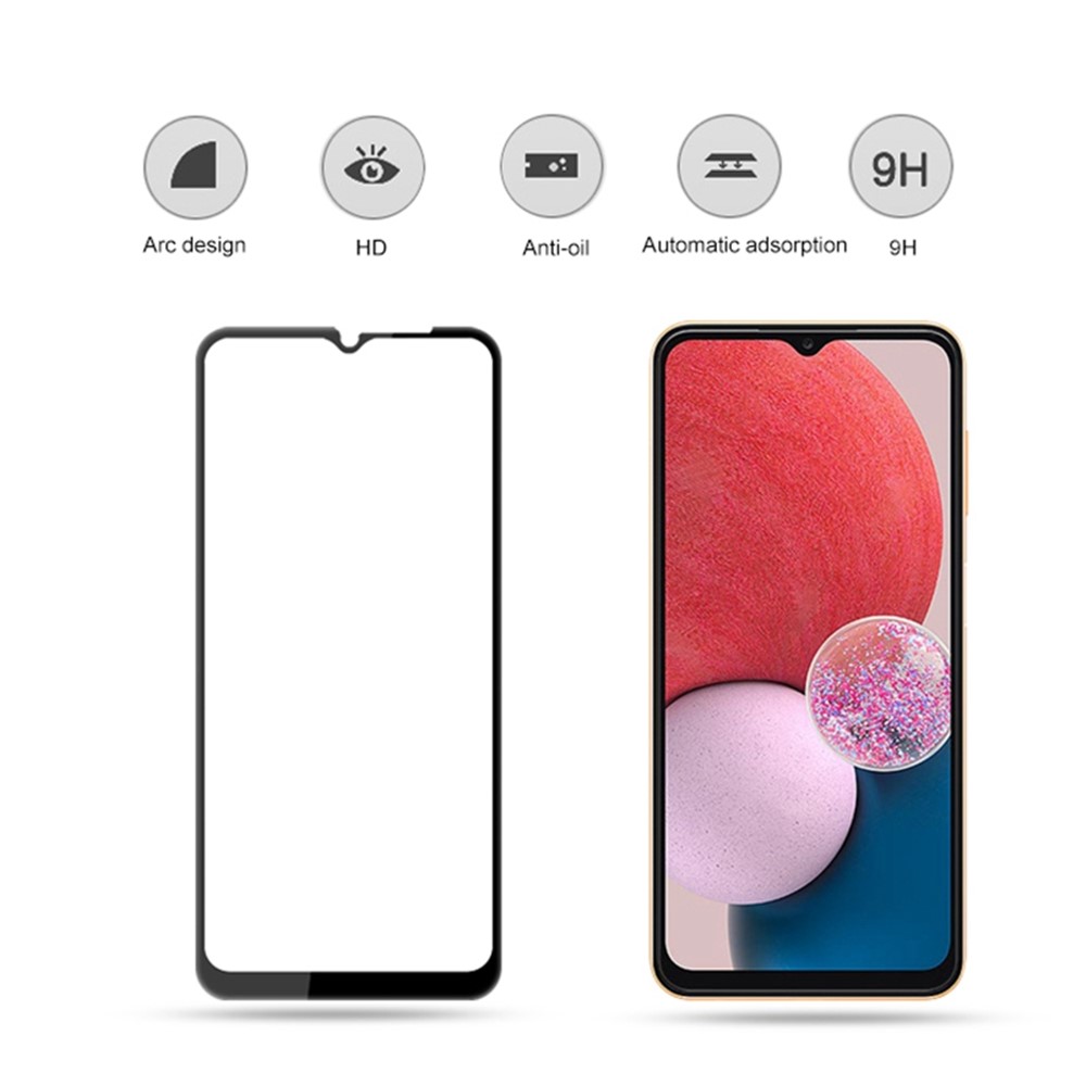 MOCOLO Solid Defense Screen Protector for Samsung Galaxy A13 4G, Silk Printing HD Clarity Tempered Glass Full Glue Full Cover Anti-explosion Film - Black-2