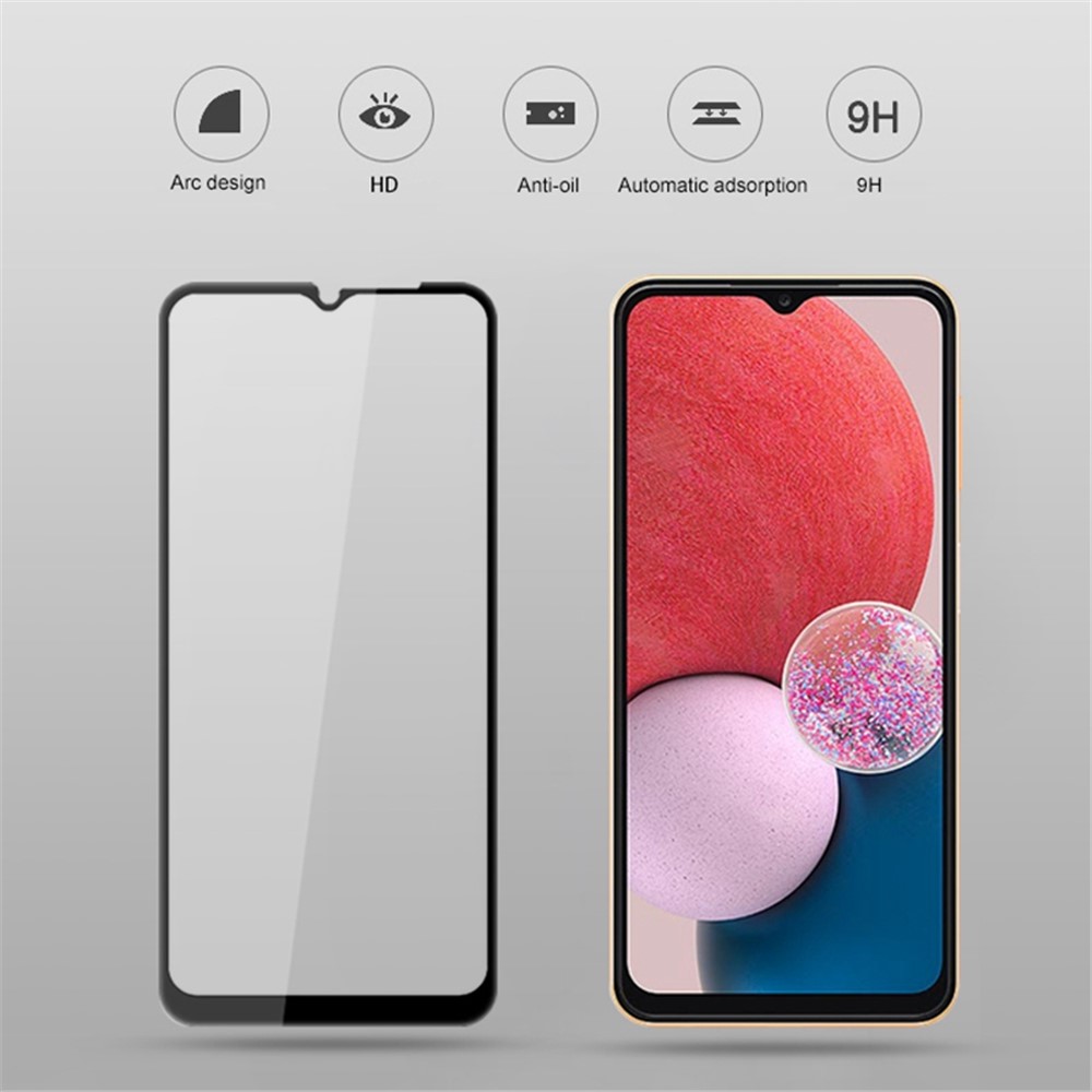 MOCOLO Solid Defense Screen Protector for Samsung Galaxy A13 4G, Silk Printing HD Clarity Tempered Glass Full Glue Full Cover Anti-explosion Film - Black-6