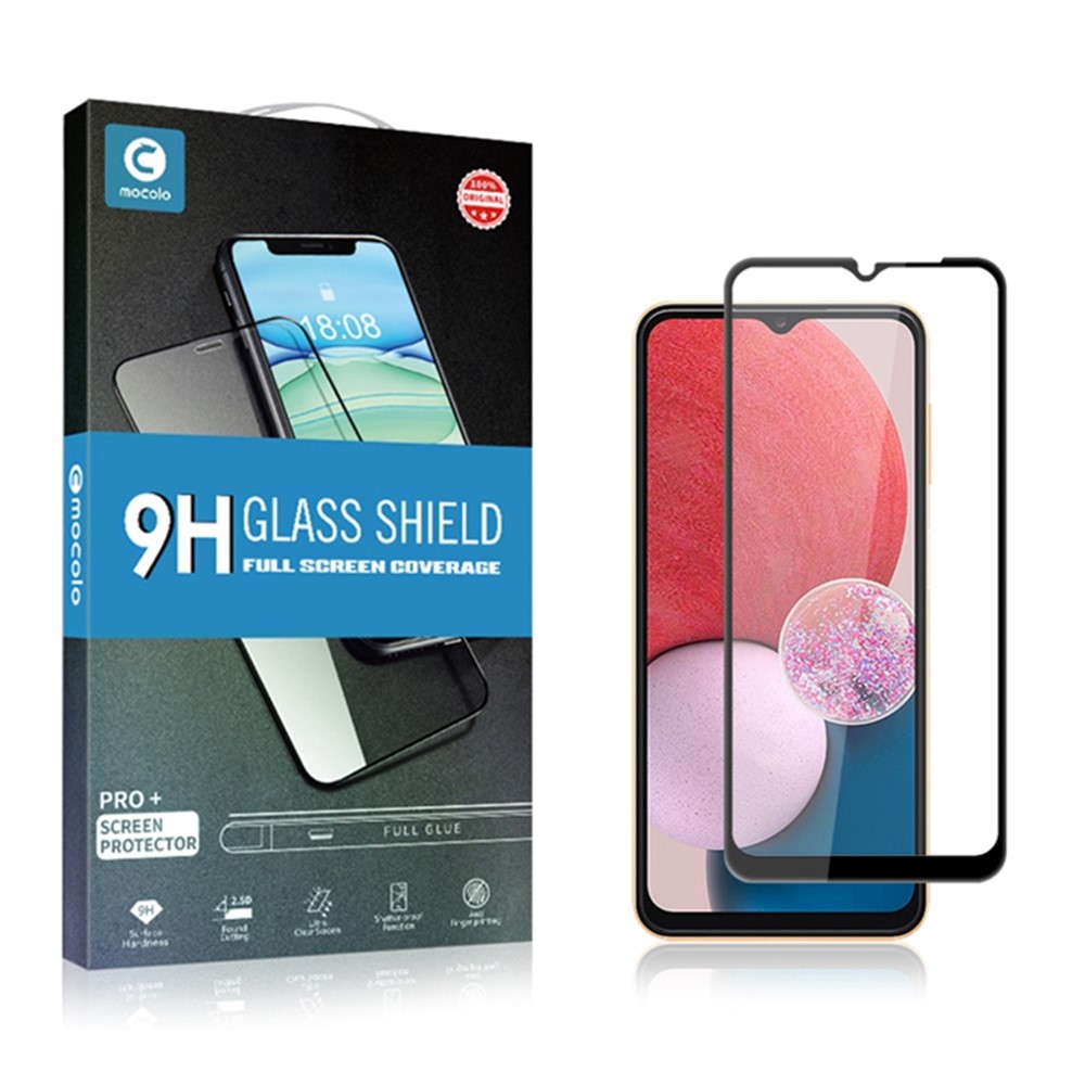 MOCOLO Solid Defense Screen Protector for Samsung Galaxy A13 4G, Silk Printing HD Clarity Tempered Glass Full Glue Full Cover Anti-explosion Film - Black-9