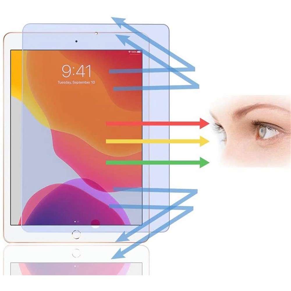 For iPad 10.2 (2021)/(2020)/(2019) Anti-blue-ray Eyestrain Reducing Tempered Glass Film HD Clear Full Coverage Screen Protector-3