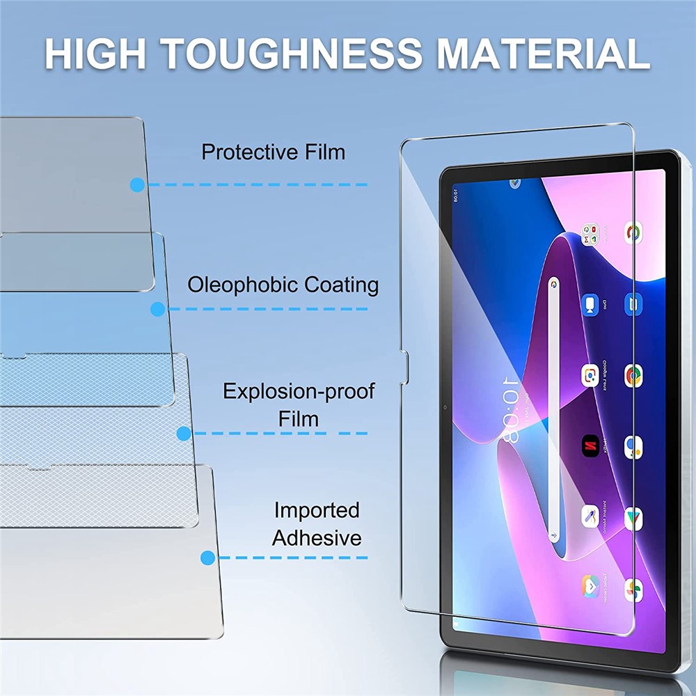 For Lenovo Tab M10 Plus (Gen 3) 2Pcs/Pack 2.5D Full Coverage Screen Protector High Definition Ultra-resistant Tempered Glass Film-3
