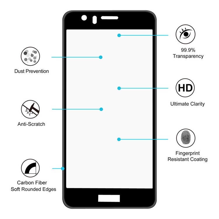 HAT PRINCE Carbon Fiber 3D Curved Tempered Glass Full Screen Film for Huawei Honor 8 - Black-3