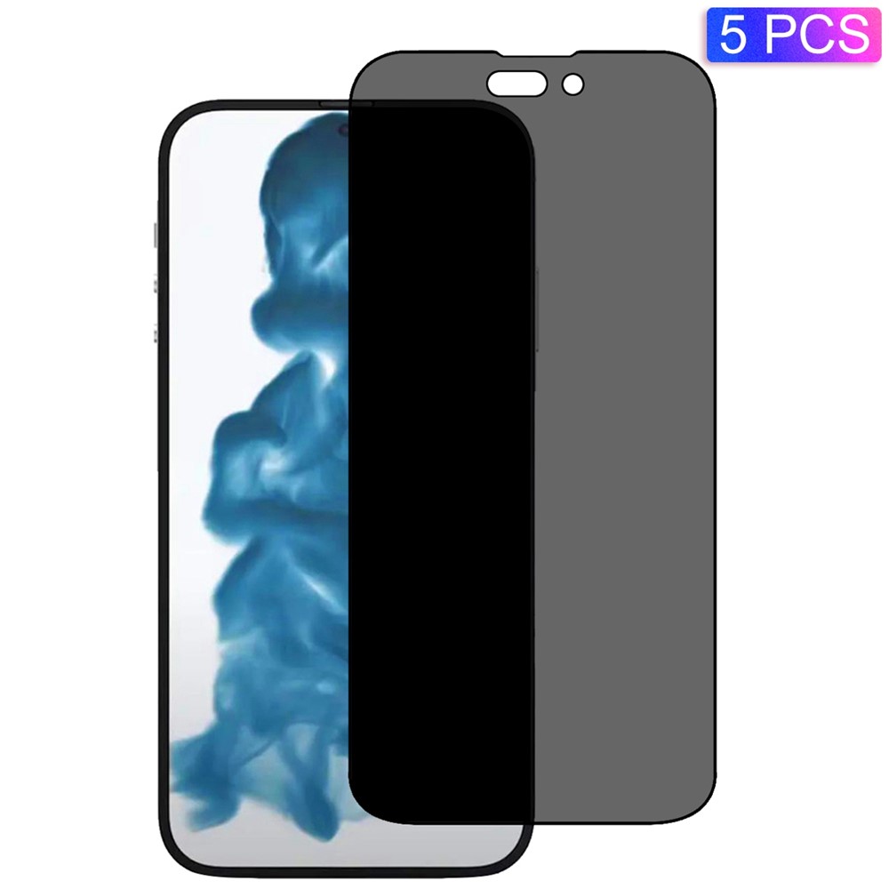 5Pcs/Pack 2.5D Tempered Glass Film for iPhone 14 Pro Max 6.7 inch, Anti-spy Silk Printing Full Glue Full Screen Protector-1