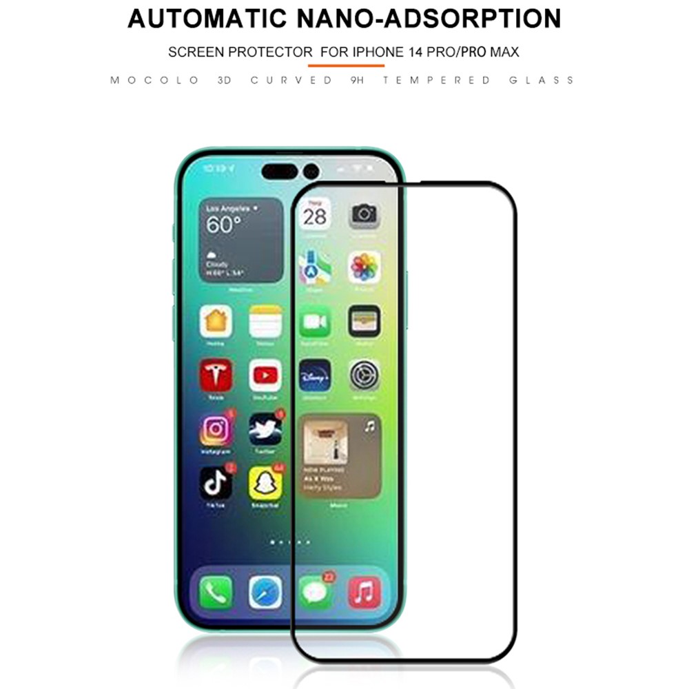 AMORUS for iPhone 14 Pro 6.1 inch Anti-explosion Anti-wear 3D Curved Edges Screen Protector HD Tempered Glass Film Full Glue - Black-4
