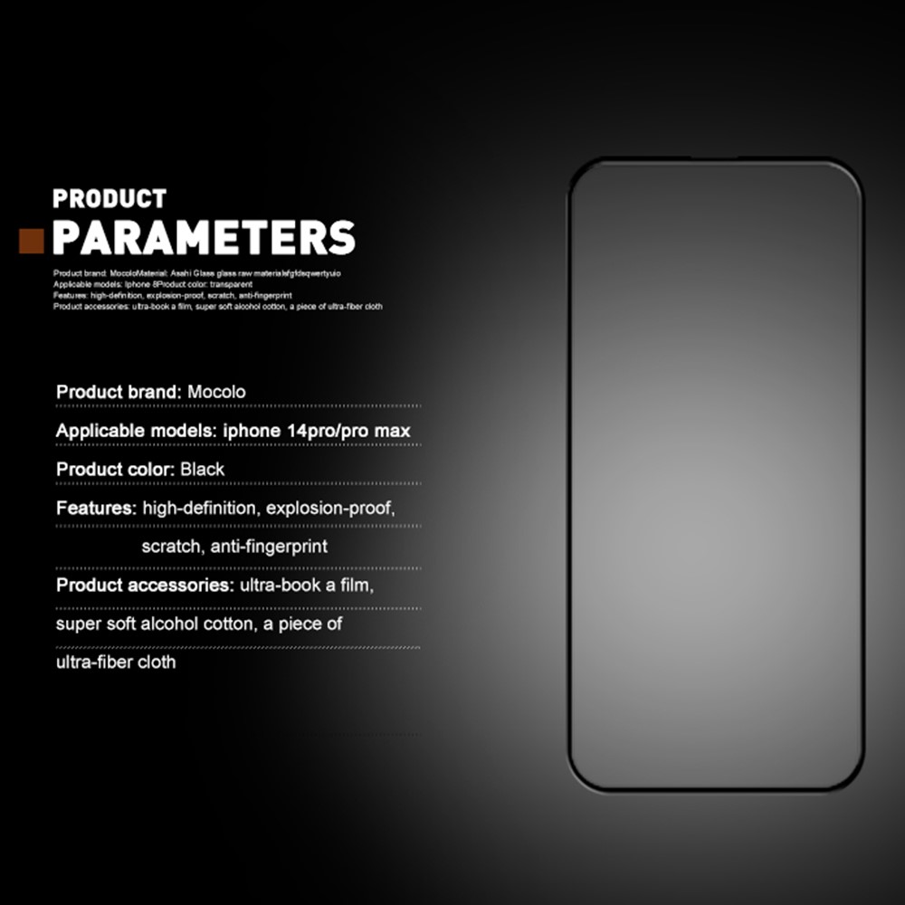 AMORUS for iPhone 14 Pro 6.1 inch Anti-explosion Anti-wear 3D Curved Edges Screen Protector HD Tempered Glass Film Full Glue - Black-5