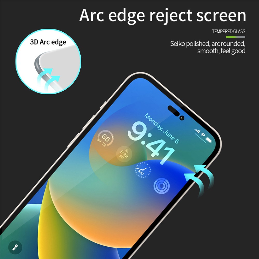PINWUYO JK 3D Curved Tempered Glass Film-2 for iPhone 14 Max 6.7 inch HD Clear Full Coverage Anti-abrasion Full Glue Screen Protector Film-5