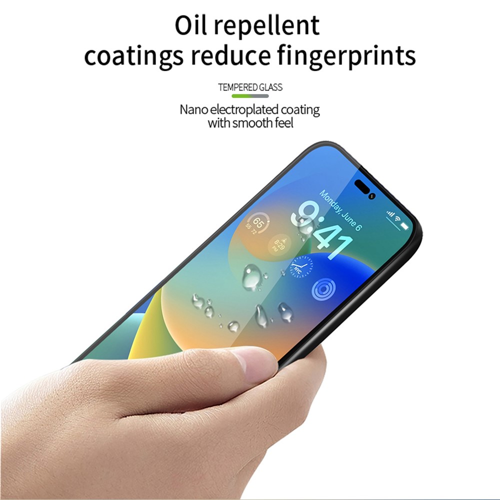 PINWUYO JK 3D Curved Tempered Glass Film-2 for iPhone 14 Max 6.7 inch HD Clear Full Coverage Anti-abrasion Full Glue Screen Protector Film-8