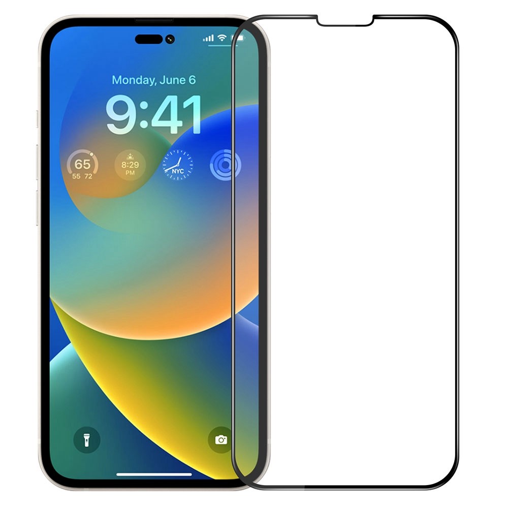 PINWUYO JK 3D Curved Tempered Glass Film-2 for iPhone 14 6.1 inch HD Clear Anti-wear Full Coverage Anti-bubble Full Glue Screen Protector Film-1