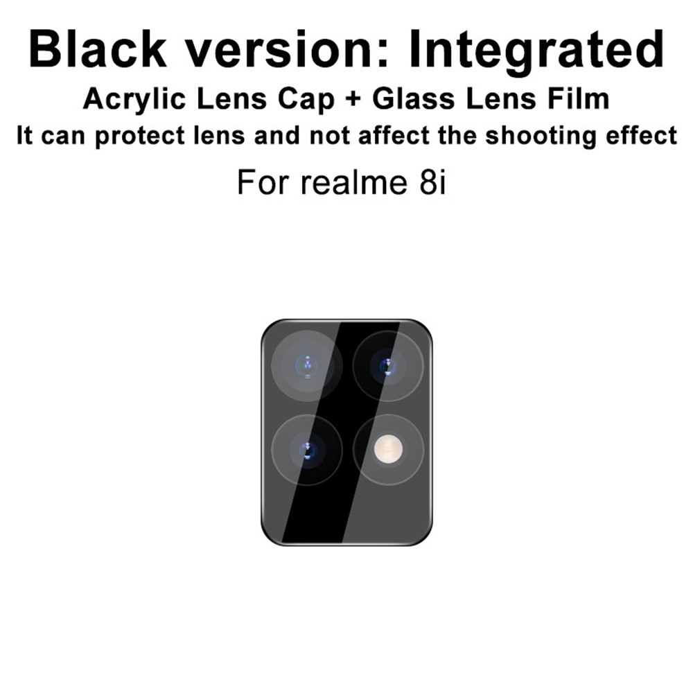 IMAK For Realme 8i Integrated Back Camera Cover Full Screen Scratch-Proof Tempered Glass Lens Film + Acrylic Lens Cap (Black Version)-3