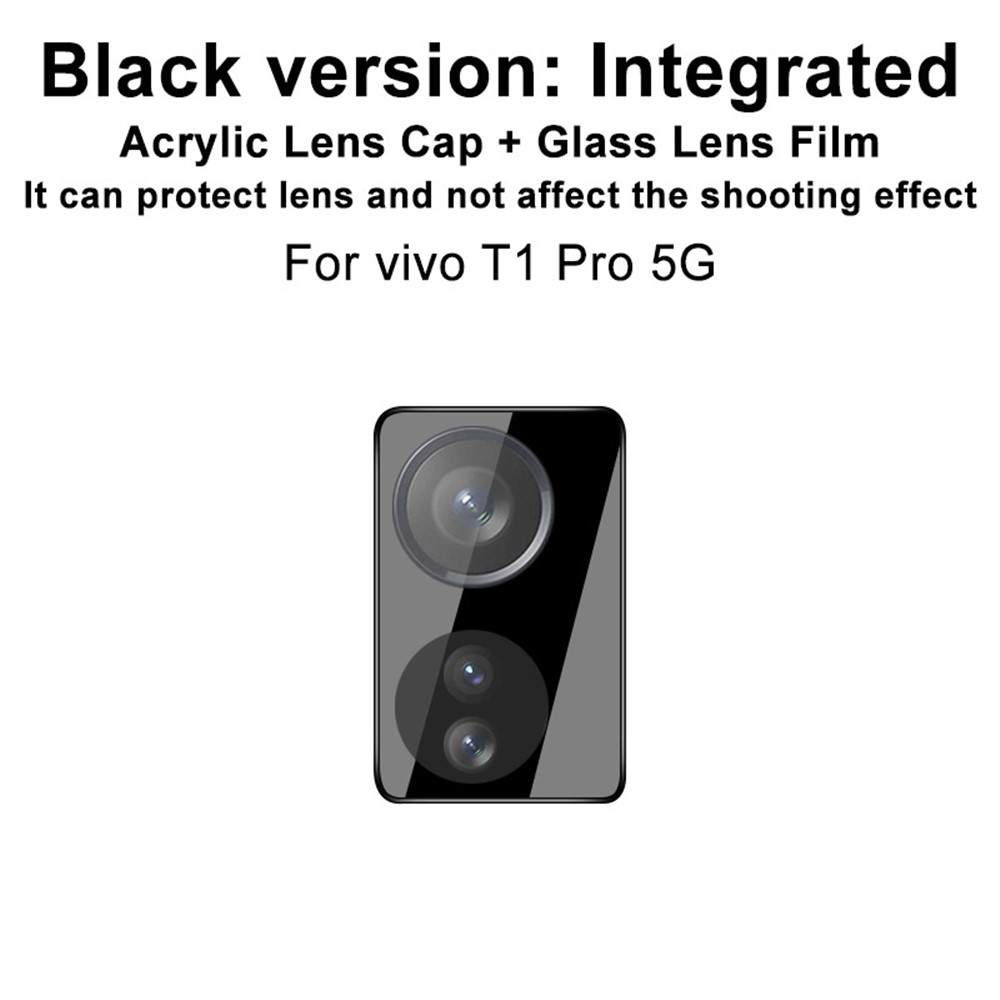 IMAK For vivo T1 Pro 5G Integrated Camera Lens Protector Tempered Glass Lens Film + Acrylic Lens Cap Anti-Scratch Camera Cover (Black Version)-3