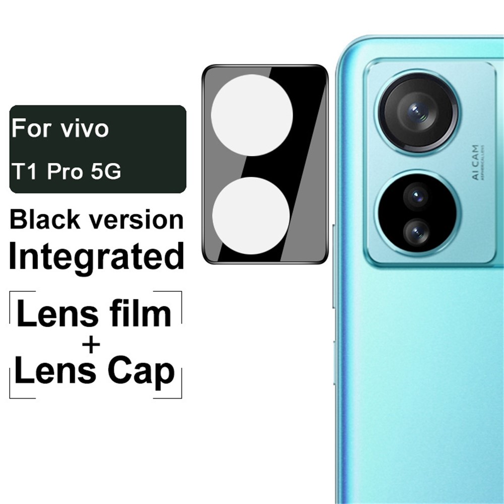 IMAK For vivo T1 Pro 5G Integrated Camera Lens Protector Tempered Glass Lens Film + Acrylic Lens Cap Anti-Scratch Camera Cover (Black Version)-4