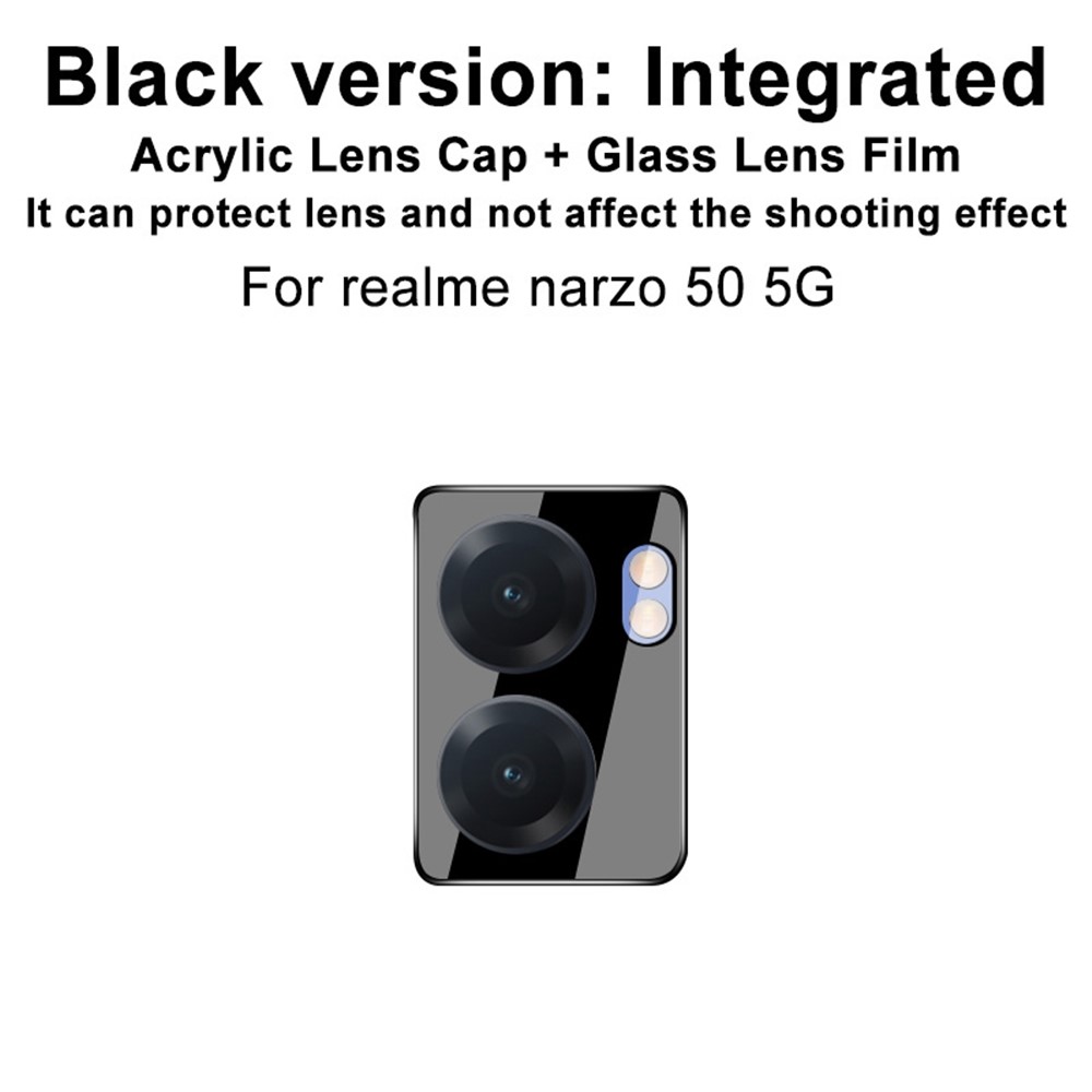IMAK For Realme Narzo 50 5G Camera Lens Cover Protector Easy Install Scratch-Resistant Integrated Tempered Glass Lens Film + Acrylic Lens Cap (Black Version)-3