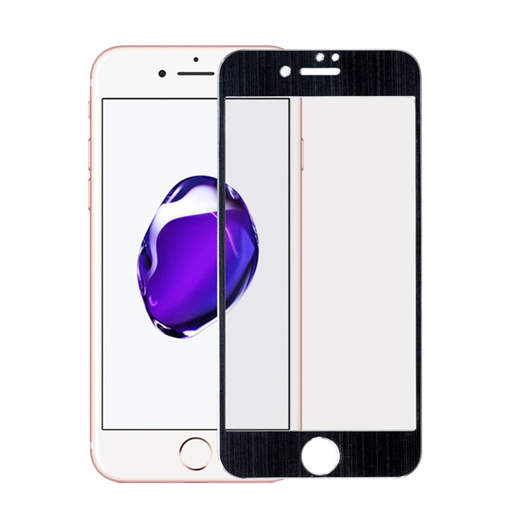 Brushed Titanium Alloy Tempered Glass Screen Film 0.3mm Full Size for iPhone 7 4.7 - Black-1