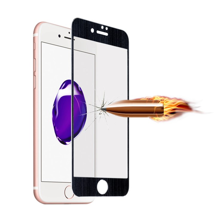 Brushed Titanium Alloy Tempered Glass Screen Film 0.3mm Full Size for iPhone 7 4.7 - Black-3