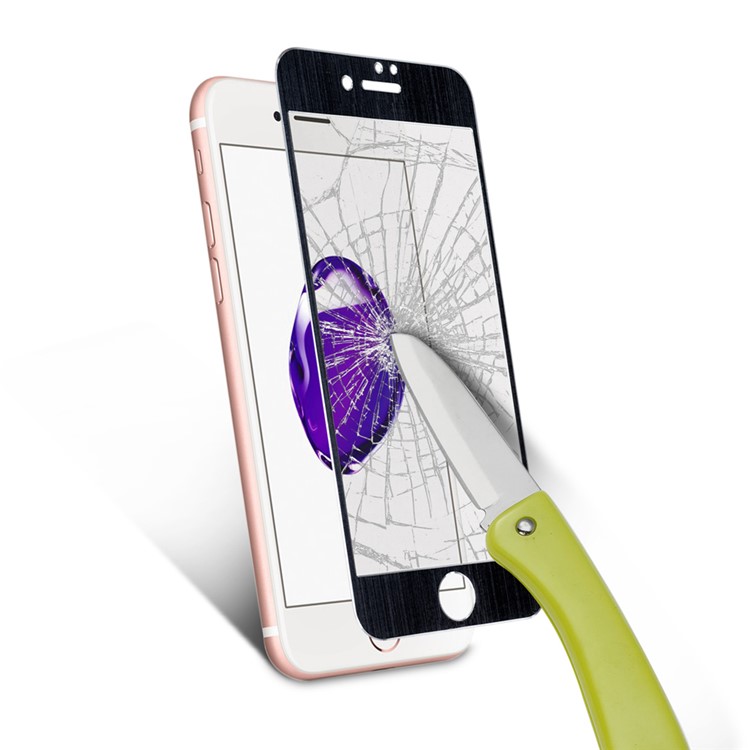 Brushed Titanium Alloy Tempered Glass Screen Film 0.3mm Full Size for iPhone 7 4.7 - Black-5