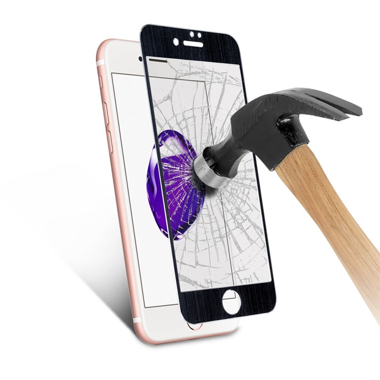 Brushed Titanium Alloy Tempered Glass Screen Film 0.3mm Full Size for iPhone 7 4.7 - Black-6