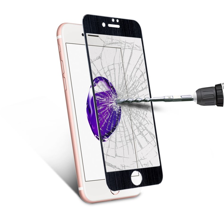 Brushed Titanium Alloy Tempered Glass Screen Film 0.3mm Full Size for iPhone 7 4.7 - Black-7