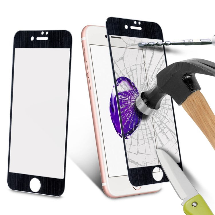 Brushed Titanium Alloy Tempered Glass Screen Film 0.3mm Full Size for iPhone 7 4.7 - Black-8