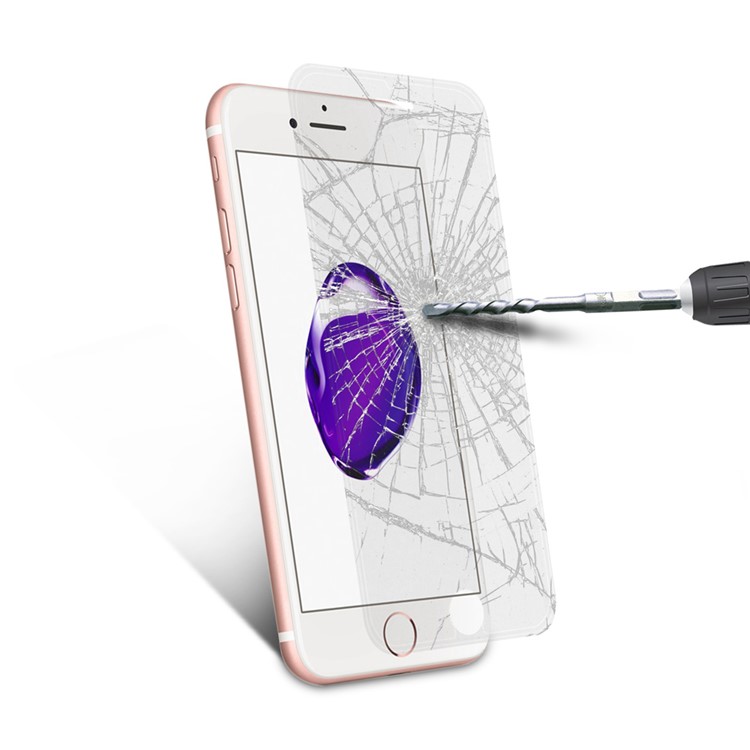 0.3mm Silicone Edges Full Size Mobile Tempered Glass Screen Guard Film for iPhone 7 - Transparent-7