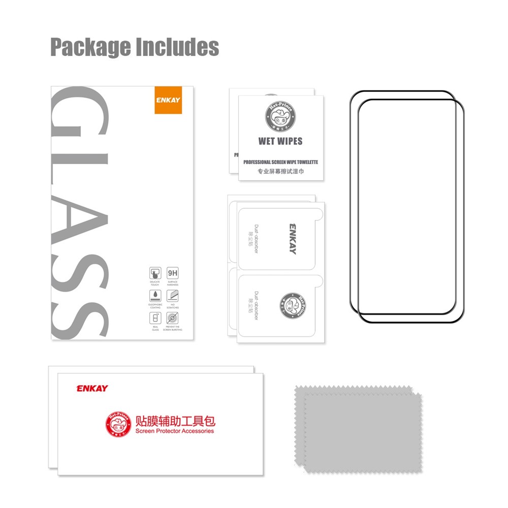 ENKAY HAT PRINCE For iPhone 14 Pro 6.1 inch 2Pcs / Pack 6D Silk Printing Full Screen Protector Full Glue HD Clear High Aluminium-silicon Glass Film-9