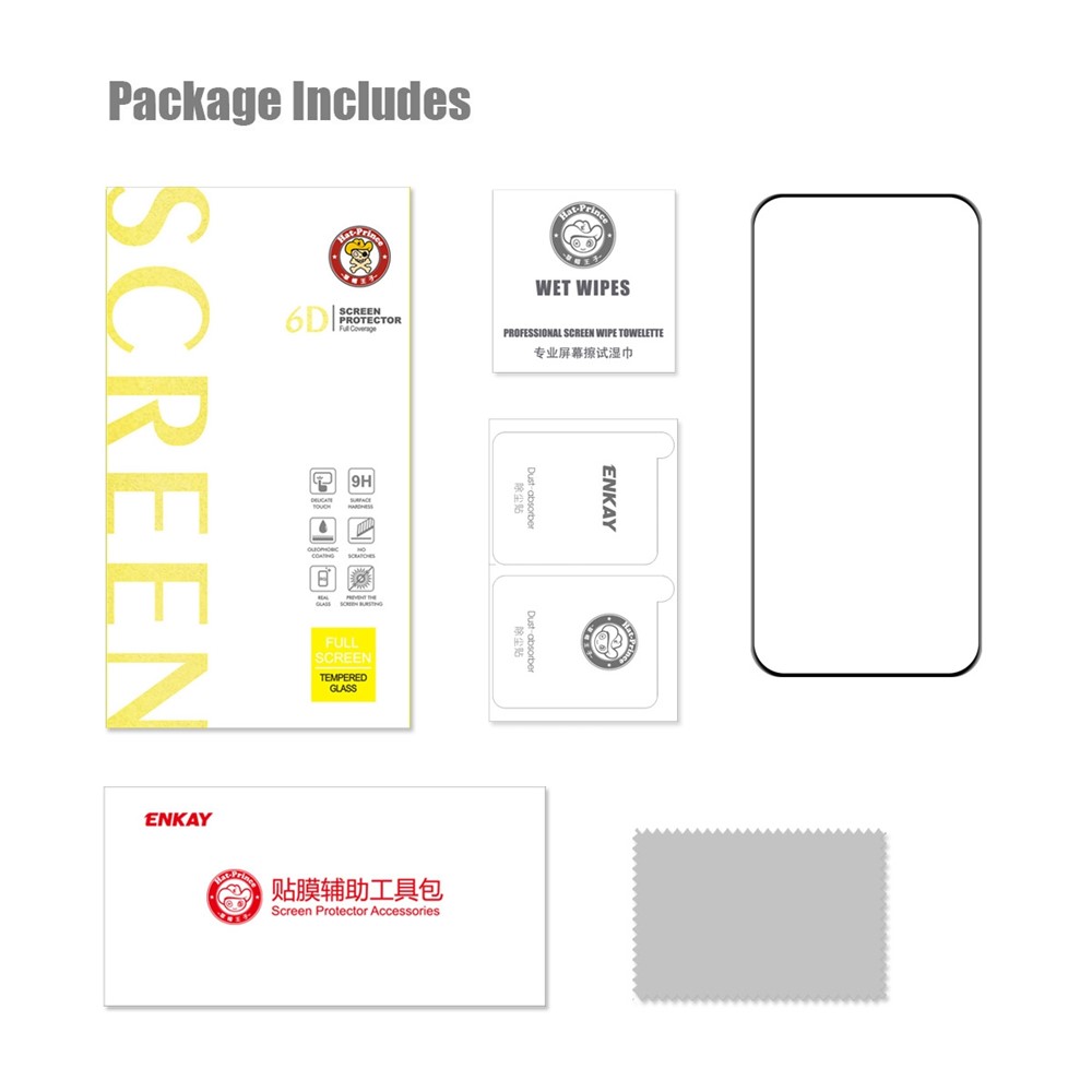 ENKAY HAT PRINCE For iPhone 14 Pro 6.1 inch Screen Protector 6D Silk Printing Full Glue Full Cover High Aluminium-silicon Glass Film-9
