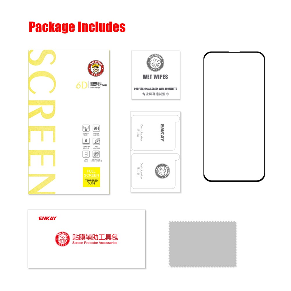 ENKAY HAT PRINCE For iPhone 14 Max 6.7 inch 6D Silk Printing Full Screen Protector Full Glue Anti-explosion High Aluminium-silicon Glass Film-9