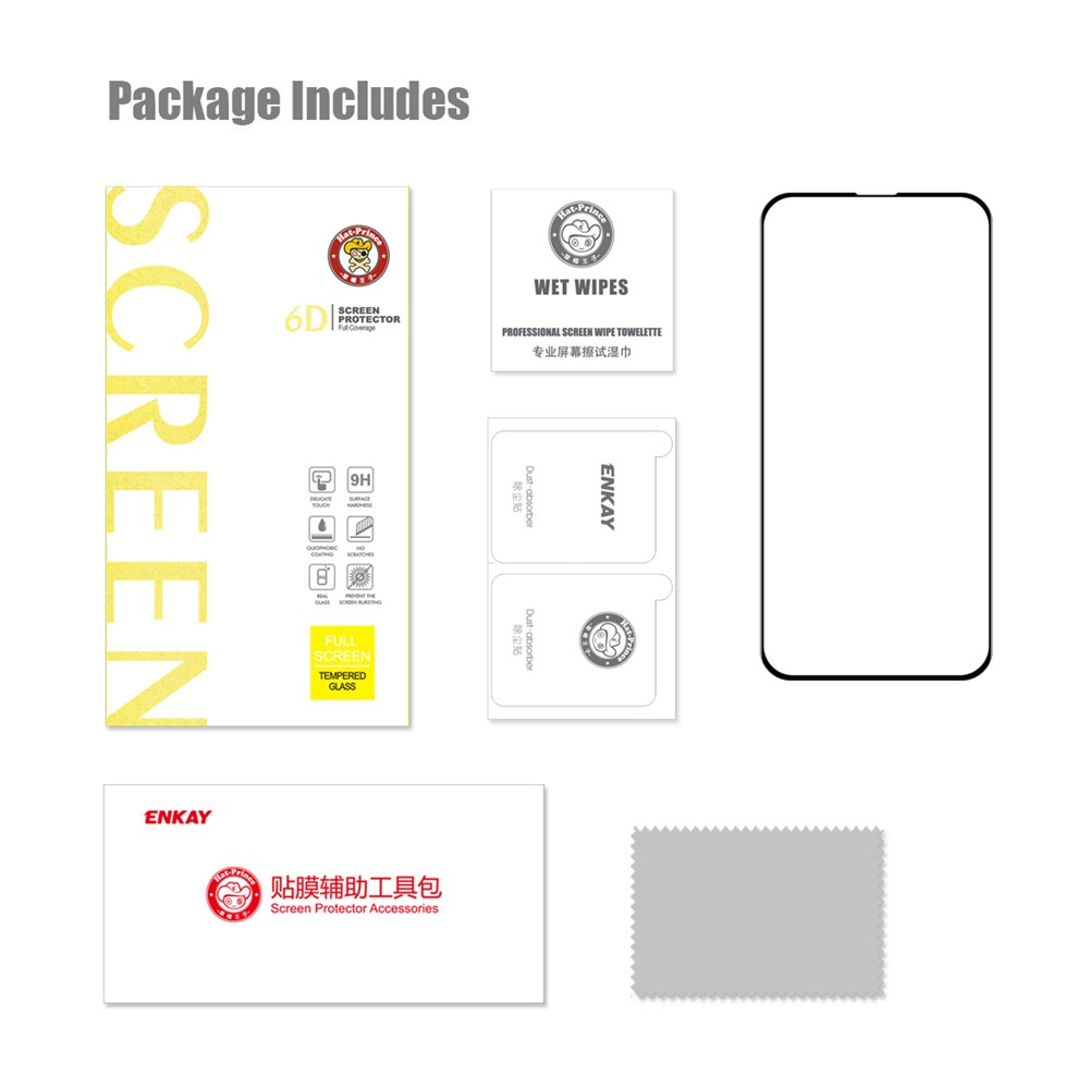 ENKAY HAT PRINCE For iPhone 14 6.1 inch HD Clear Full Screen Protector 6D Silk Printing Full Glue High Aluminium-silicon Glass Film-9