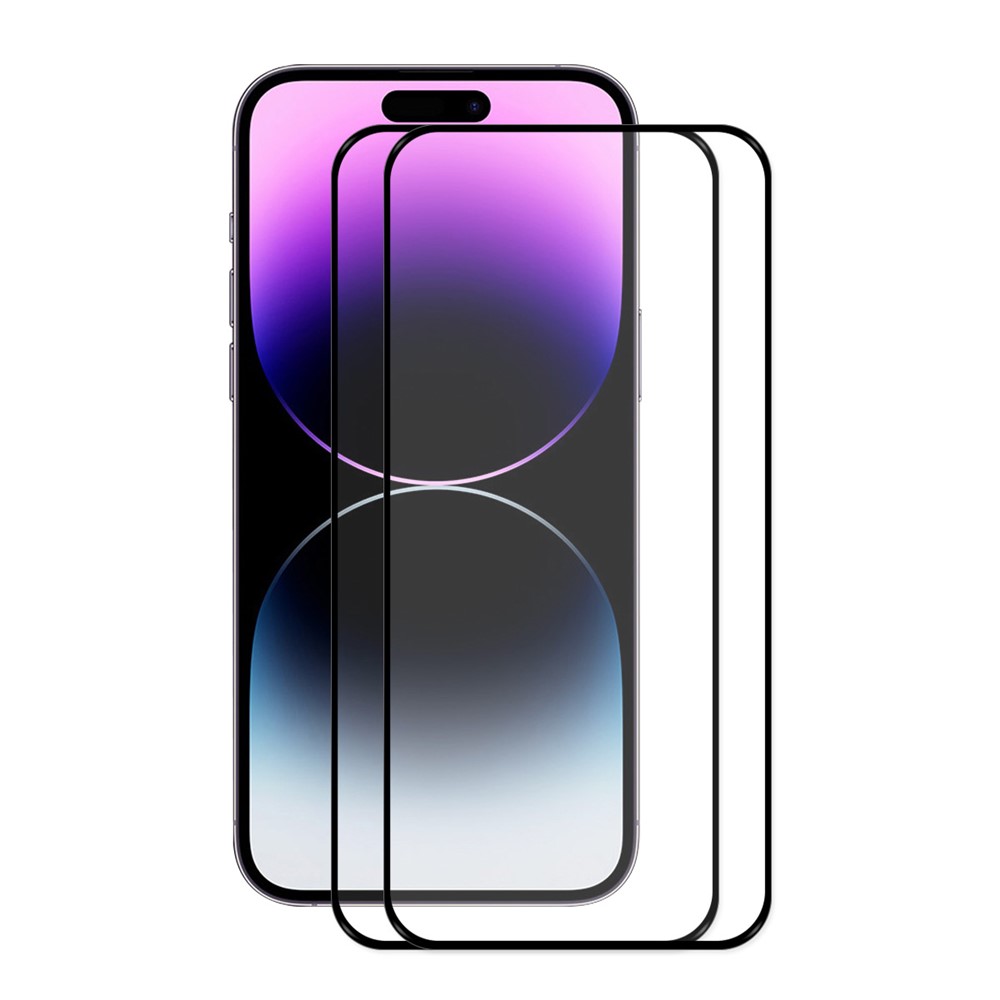 ENKAY HAT PRINCE 2Pcs / Pack for iPhone 14 Pro 6.1 inch High Aluminium-silicon Glass Screen Protector 9H 0.26mm 2.5D Arc Edge Full Glue Full Cover Film-1