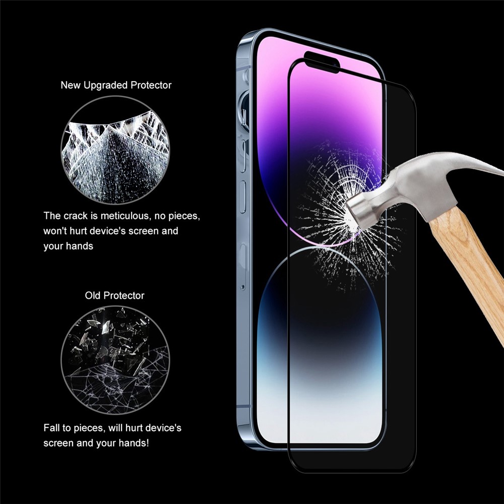 ENKAY HAT PRINCE For iPhone 14 Pro 6.1 inch High Aluminium-silicon Glass Screen Protector 2.5D Arc Edge 0.26mm 9H Full Cover Full Glue HD Clear Film-6