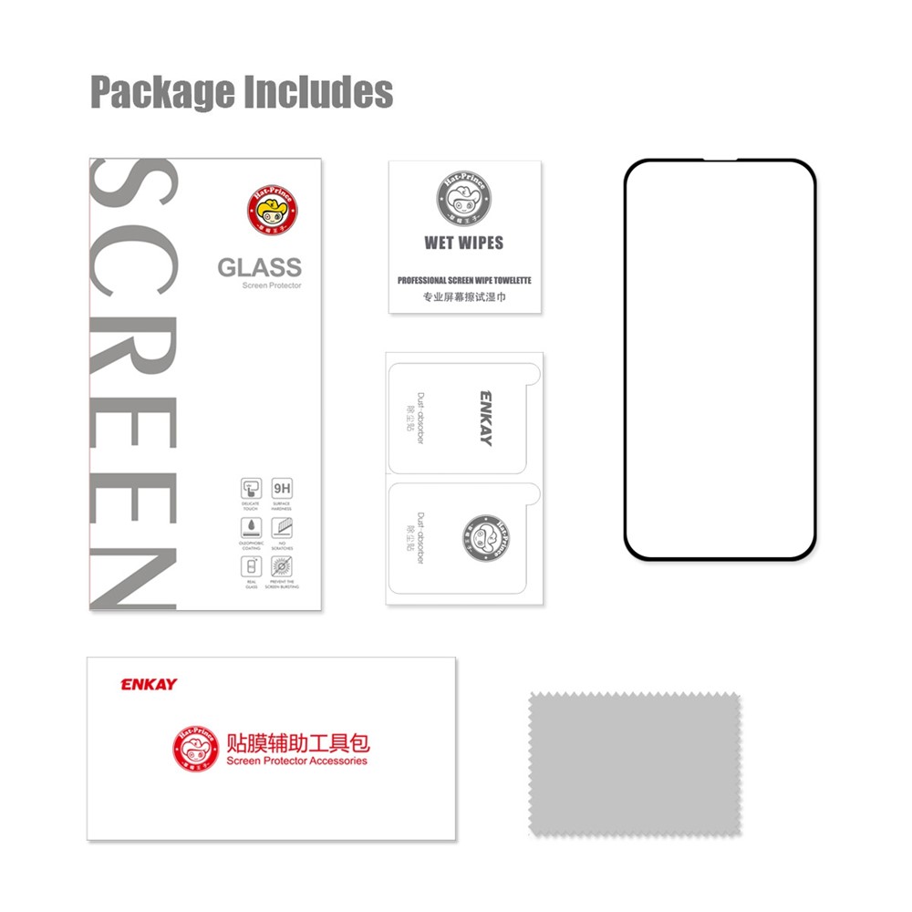ENKAY HAT PRINCE For iPhone 14 Max 6.7 inch Full Glue Full Screen Protector Anti-explosion 2.5D Arc Edge 0.26mm 9H High Aluminium-silicon Glass Film-9