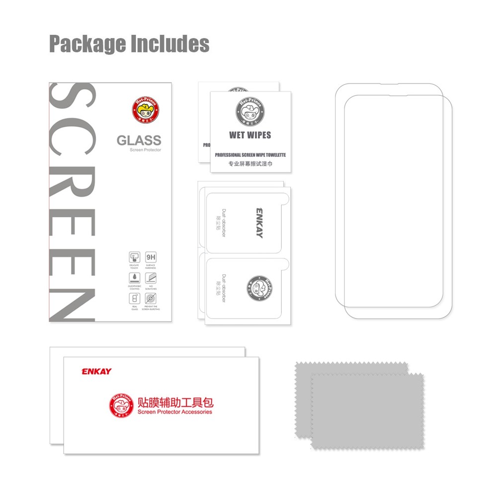 ENKAY HAT PRINCE 2Pcs / Pack for iPhone 14 Max 6.7 inch 9H Hardness Tempered Glass Film Full Glue Explosion-proof 2.5D Arc Edge 0.26mm Screen Protector-7