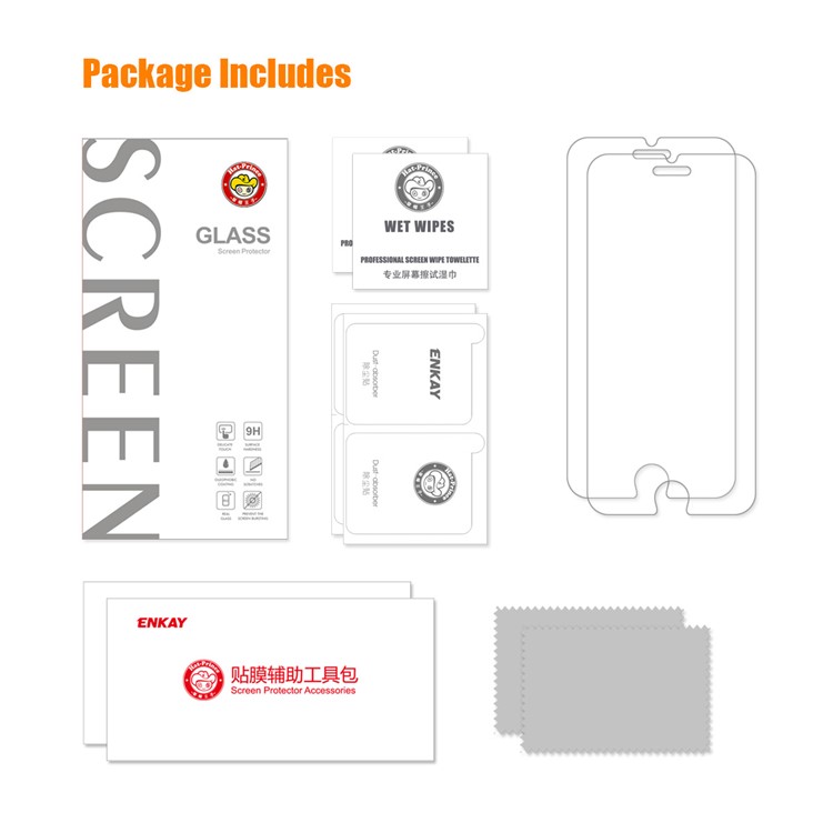 Enkay Hat Prince 2pcs / Setzen Sie Für Das Iphone SE (2022) /(2020) / 8 / 7 4,7 Zoll Temperierter Glasschilddurchmesser 0,26 mm 2,5d Lichtbogenkante 9H Vollkleber HD Clear Film-8