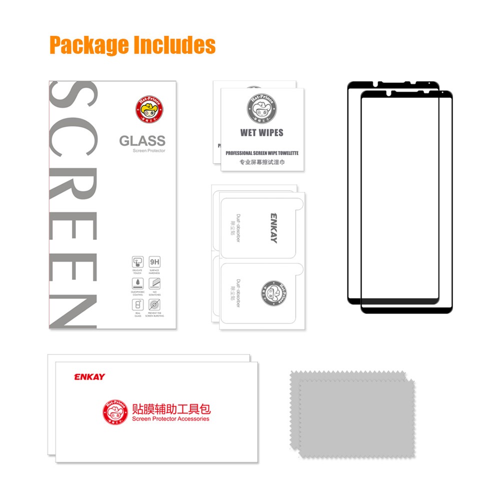 ENKAY HAT PRINCE 2Pcs / Set for Sony Xperia 5 IV 5G Full Glue Screen Protector 2.5D Arc Edge HD Clear Full Cover 9H High Aluminium-silicon Glass Film-9