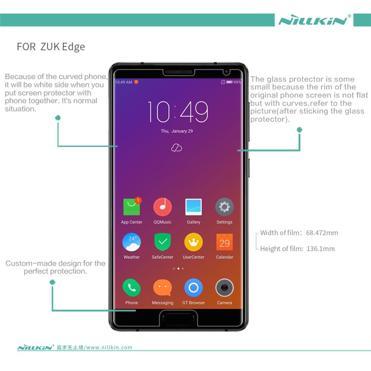 NILLKIN for Lenovo ZUK Edge Anti-fingerprint HD Clear LCD Screen Film Protector-7