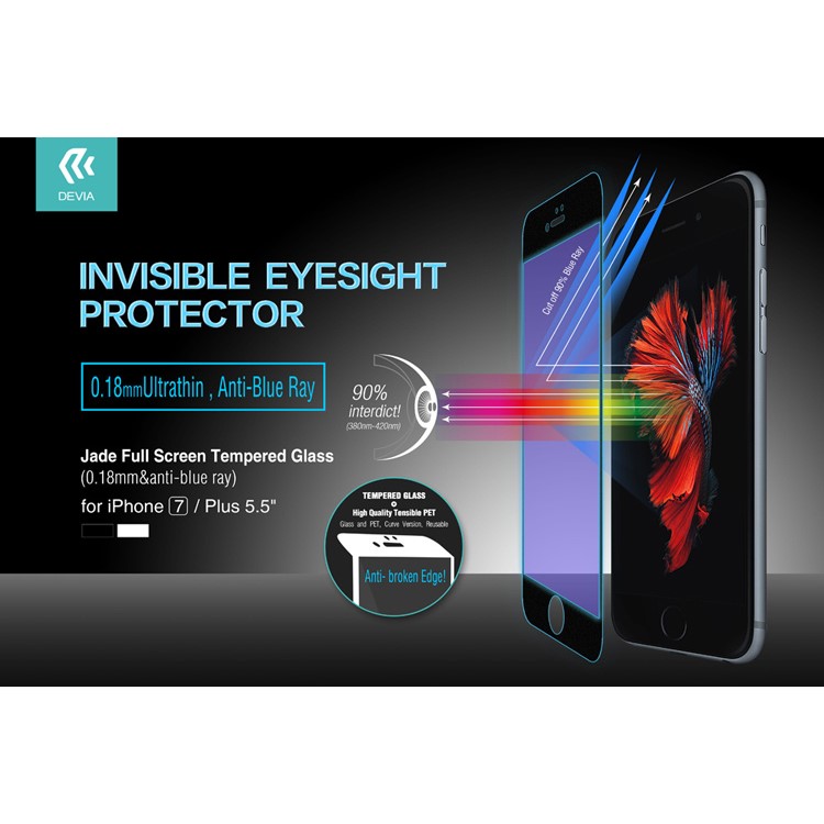 DEVIA Jade Series Anti-blue-ray Ultra-thin Full Size Tempered Glass Screen Protector for iPhone 7 - Black-2