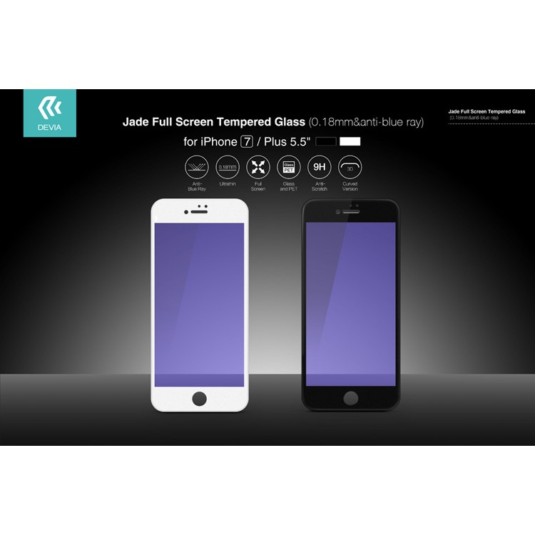 DEVIA Jade Series Anti-blue-ray Ultra-thin Full Size Tempered Glass Screen Protector for iPhone 7 - Black-3