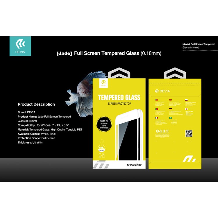DEVIA Jade Series 0.18mm Ultra-thin Full Size Tempered Glass Screen Protector for iPhone 7 Plus - Black-3