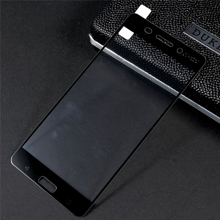 For Nokia 6 Silk Print Full Screen Cover Mobile Tempered Glass Protector Film - Black-1