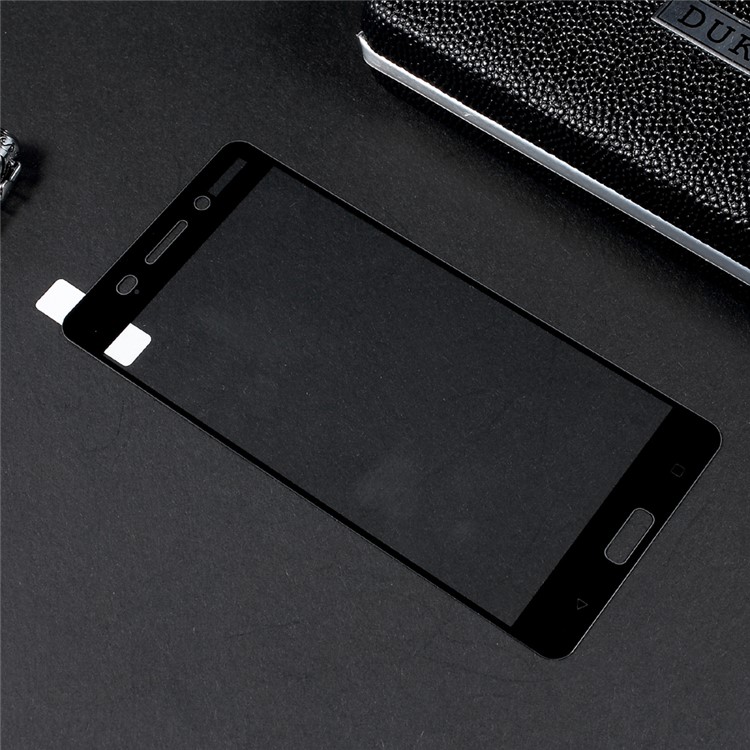 For Nokia 6 Silk Print Full Screen Cover Mobile Tempered Glass Protector Film - Black-2