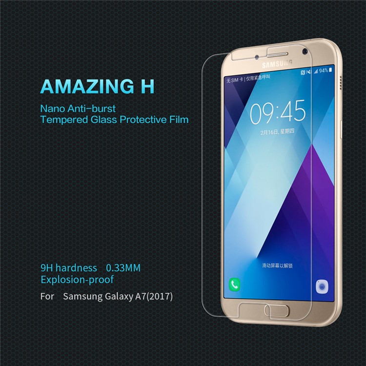 NILLKIN Amazing H Tempered Glass Screen Protector for Samsung Galaxy A7 (2017), Anti-explosion 9H-1