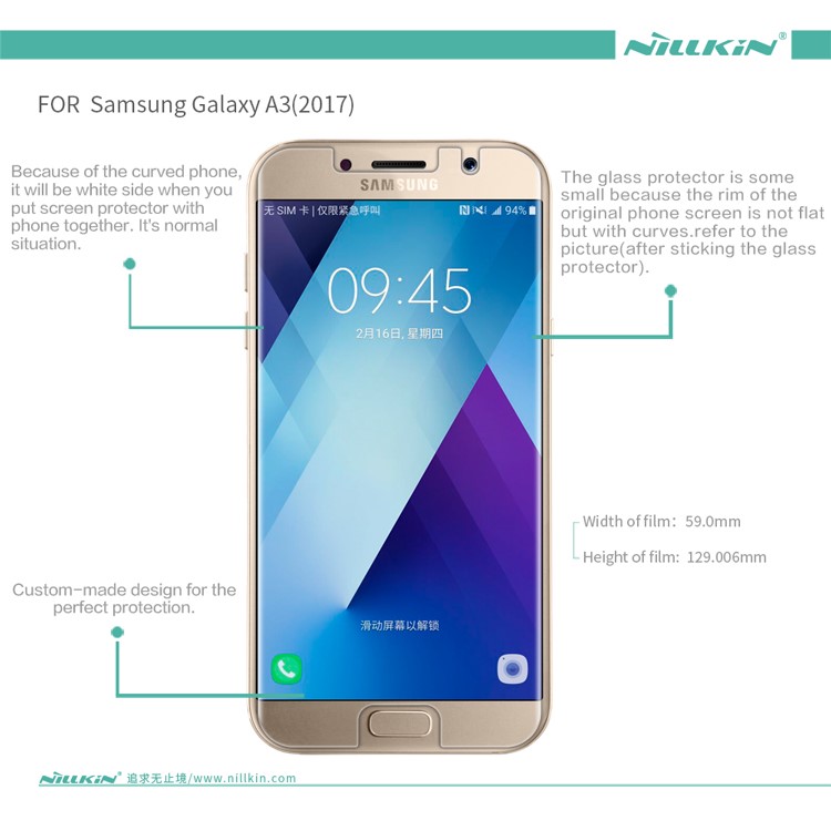 NILLKIN for Samsung Galaxy A3 (2017) Anti-fingerprint HD Clear Mobile Screen Protector Film-6